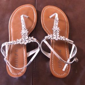 Silver Sandal with Gem Details